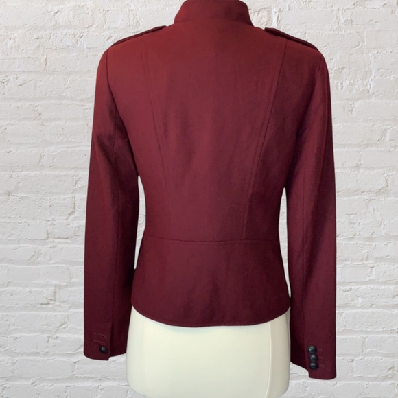 Burgundy Wool Blend Military Peacoat Jacket XS - Banana Republic - Picture 4 of 7